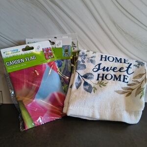 3 Spring Garden Flags And A Dish Towel
